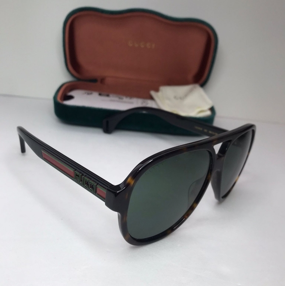 New - 💯 Original Gucci GG0463S Men's Aviator Sunglasses, Brown/Green - Picture 10 of 15